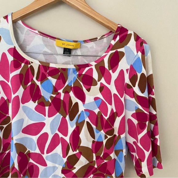 ST JOHN Colourful Patterned Short Sleeve Top - Picture 3 of 7